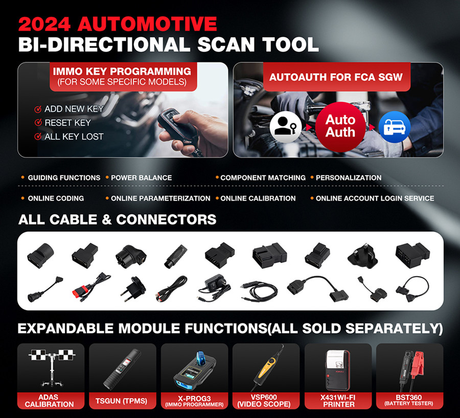 LAUNCH X431 PRO TT Bidirectional Scan Tool with DBSCar VII Connector 37+ Reset ECU Online Coding CANFD Key IMMO
